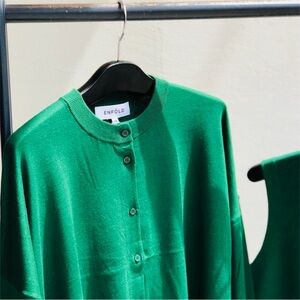 Enfold Green Button-Up Sweater